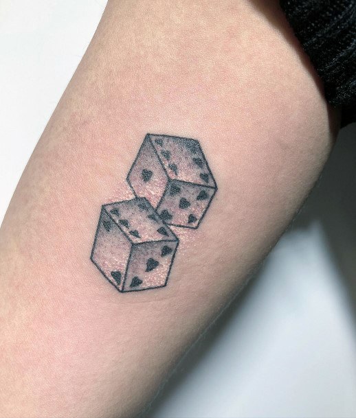 Lady With Elegant Dice Tattoo Body Art