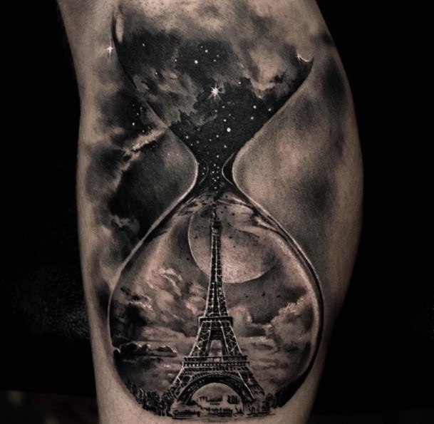 Lady With Elegant Eiffel Tower Tattoo Body Art