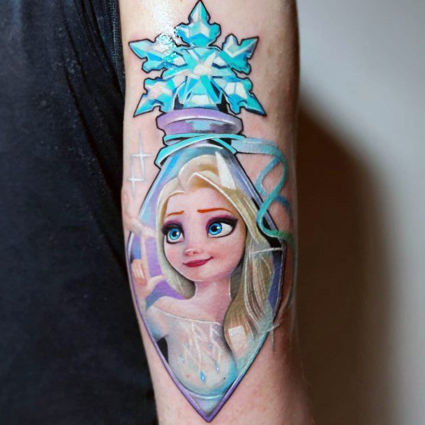 Lady With Elegant Elsa Tattoo Body Art