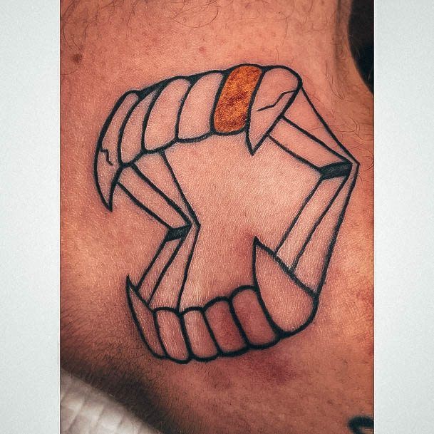 Lady With Elegant Fangs Tattoo Body Art