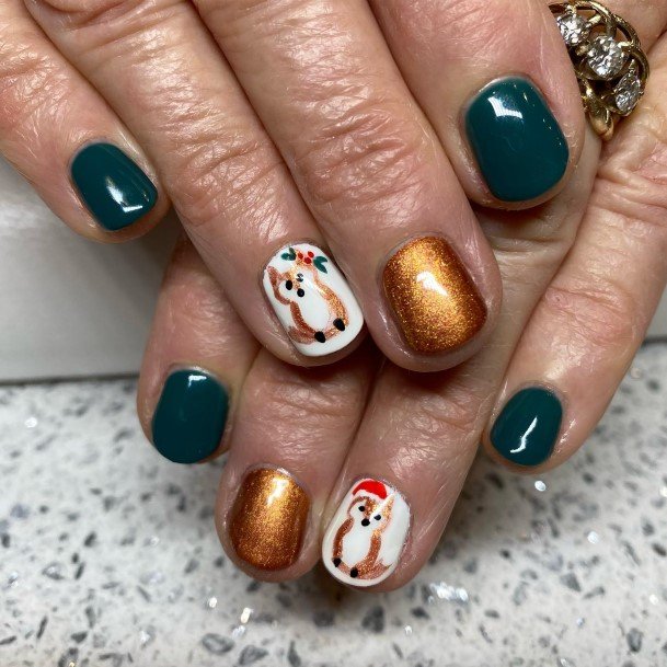 Lady With Elegant Fox Nail Body Art