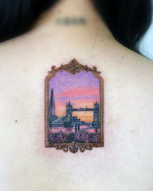 Lady With Elegant Frame Tattoo Body Art