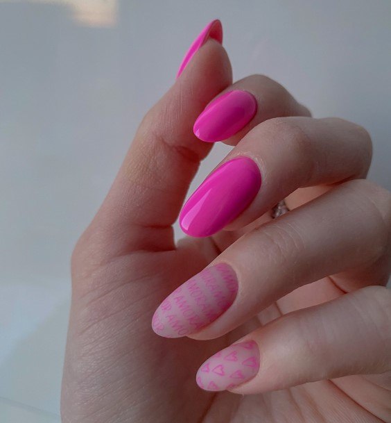 Lady With Elegant Fuchsia Nail Body Art