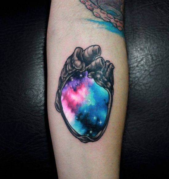 Lady With Elegant Galaxy Tattoo Body Art