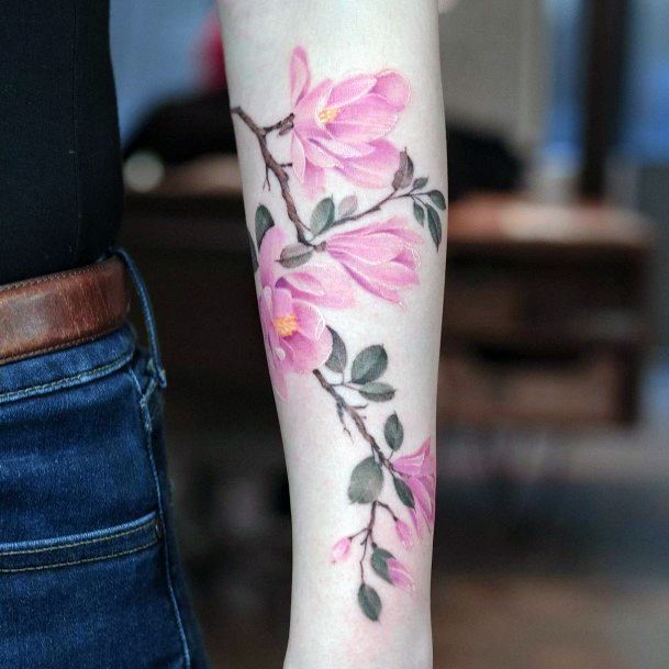 Lady With Elegant Girly Tattoo Body Art