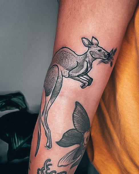 Lady With Elegant Kangaroo Tattoo Body Art