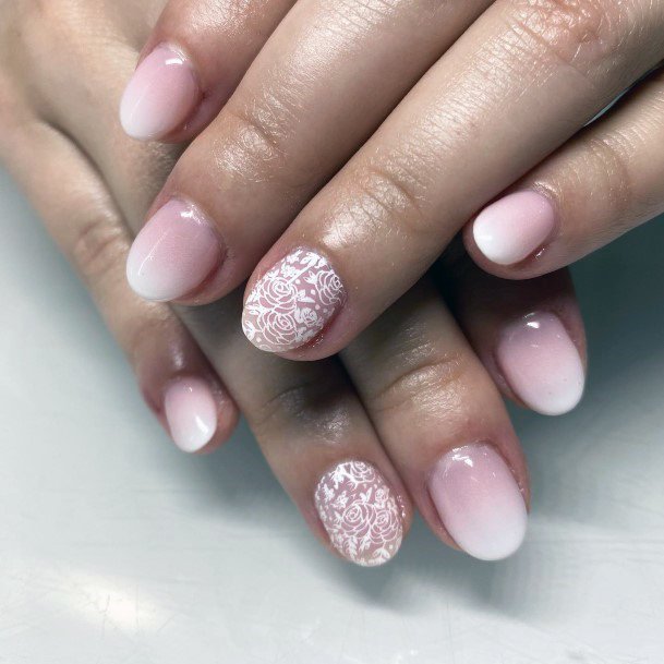 Lady With Elegant Lace Nail Body Art