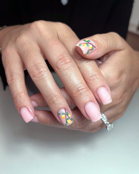 Lady With Elegant Lemon Nail Body Art