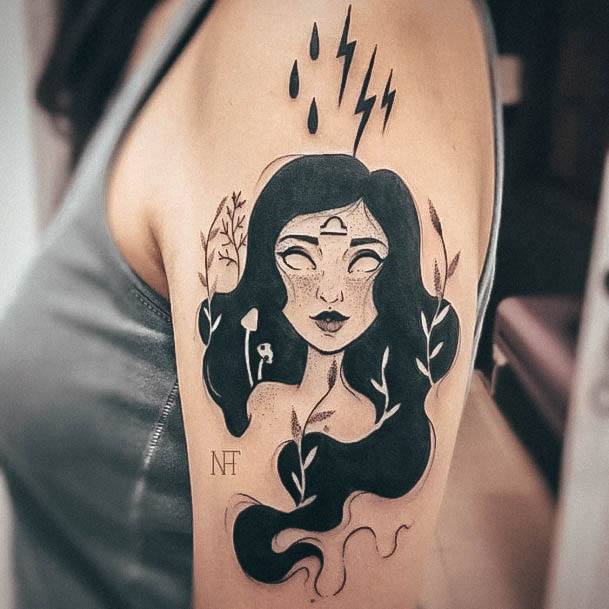 Lady With Elegant Libra Tattoo Body Art