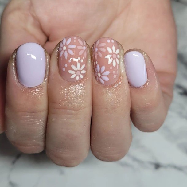 Lady With Elegant Lilac Nail Body Art