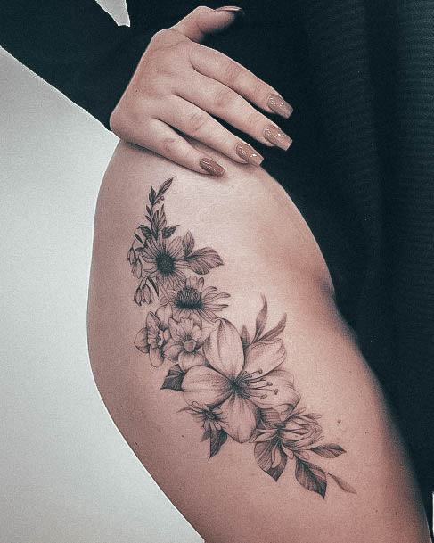 Lady With Elegant Lily Of The Valley Tattoo Body Art