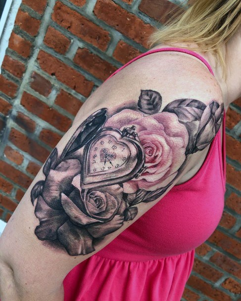 Lady With Elegant Locket Tattoo Body Art