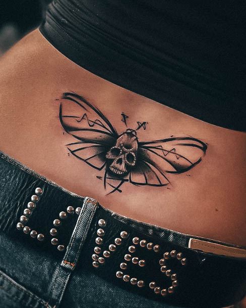 Lady With Elegant Lower Back Tattoo Body Art