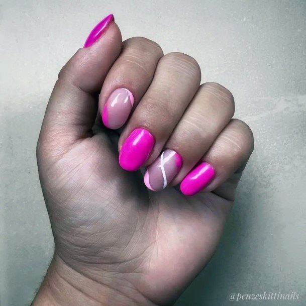 Lady With Elegant Magenta Nail Body Art