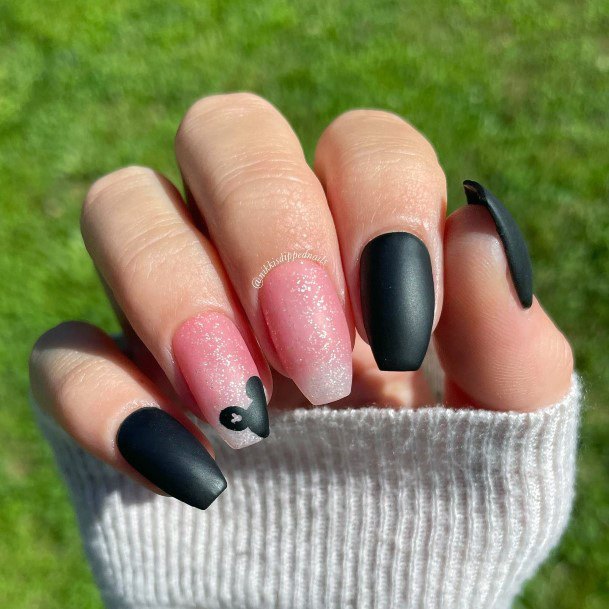 Lady With Elegant Mickey Mouse Nail Body Art