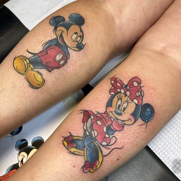 Lady With Elegant Mickey Mouse Tattoo Body Art