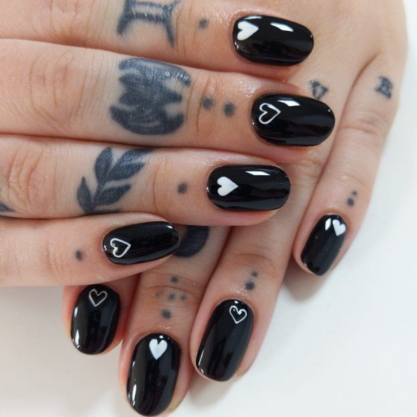 Lady With Elegant Monochrome Nail Body Art