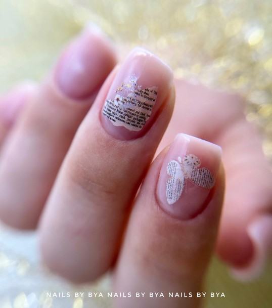 Lady With Elegant Newspaper Nail Body Art