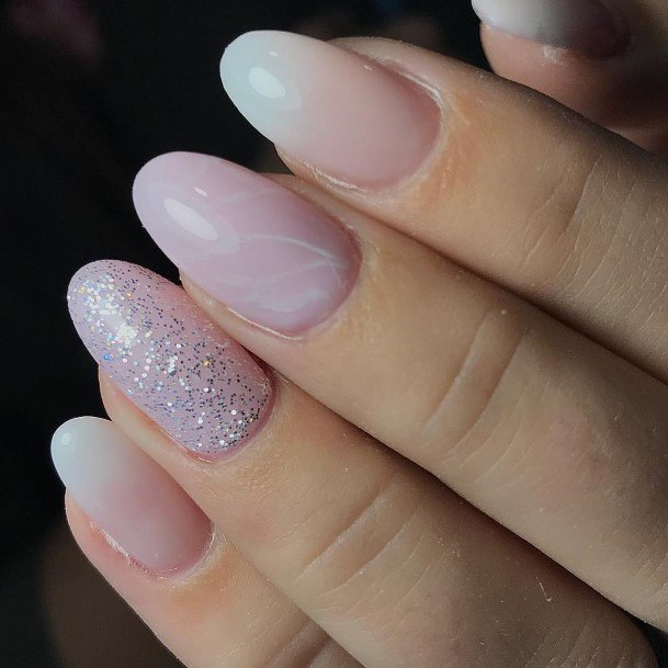 Lady With Elegant Nude Marble Nail Body Art