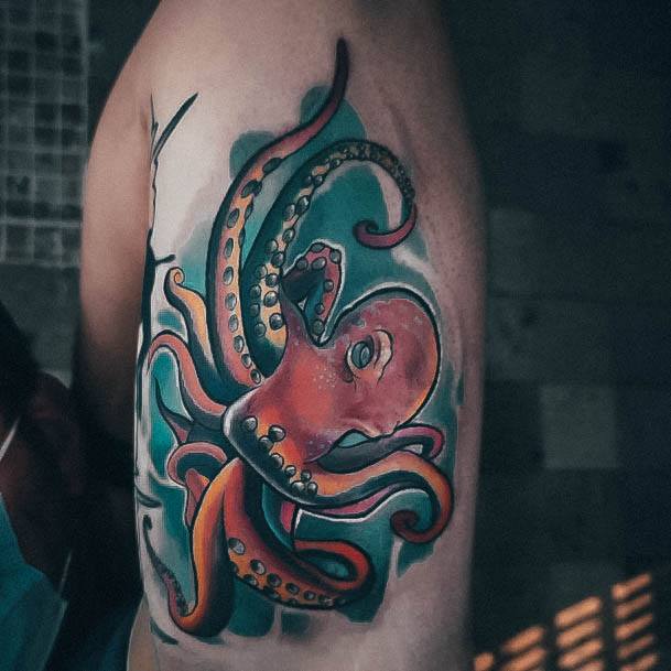 Lady With Elegant Octopus Tattoo Body Art