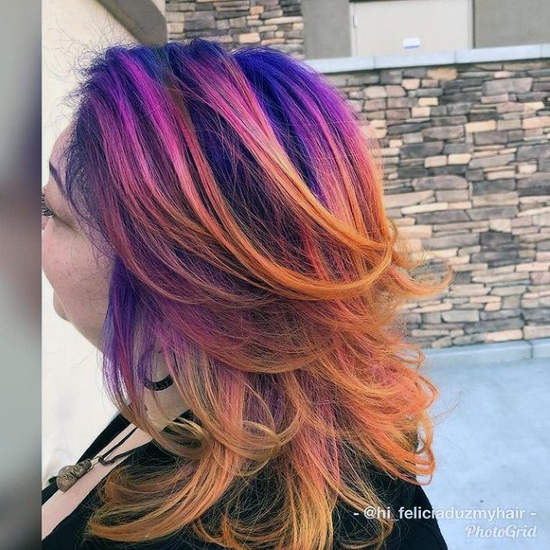 Lady With Elegant Orange Ombre Hairstyles Body Art