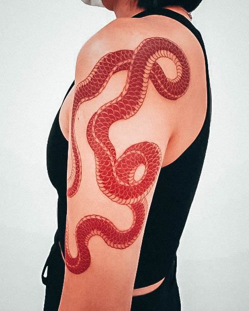 Lady With Elegant Ouroboros Tattoo Body Art