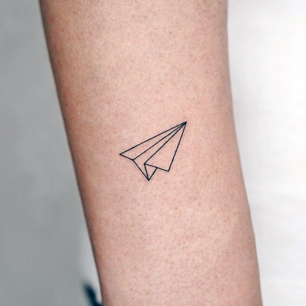 Lady With Elegant Paper Airplane Tattoo Body Art