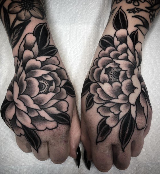 Lady With Elegant Peony Tattoo Body Art