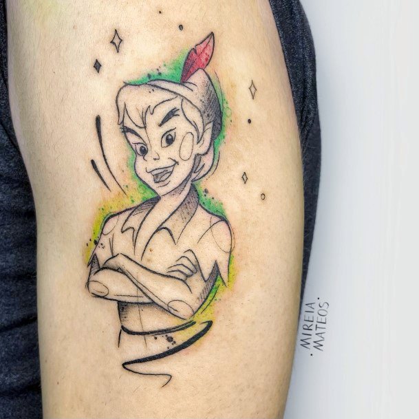 Lady With Elegant Peter Pan Tattoo Body Art