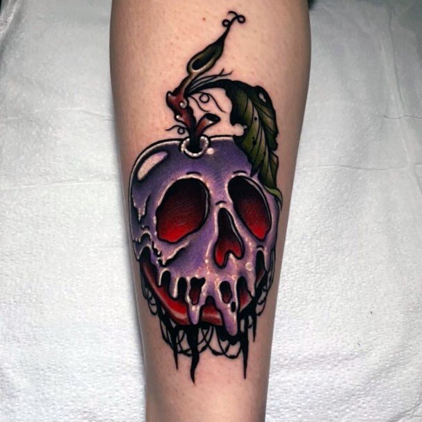 Lady With Elegant Poison Apple Tattoo Body Art