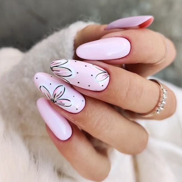 Lady With Elegant Polka Dot Nail Body Art