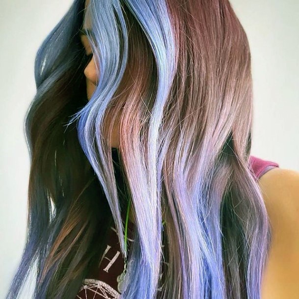 Lady With Elegant Purple Ombre Hairstyles Body Art