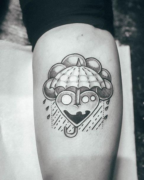 Lady With Elegant Rain Tattoo Body Art