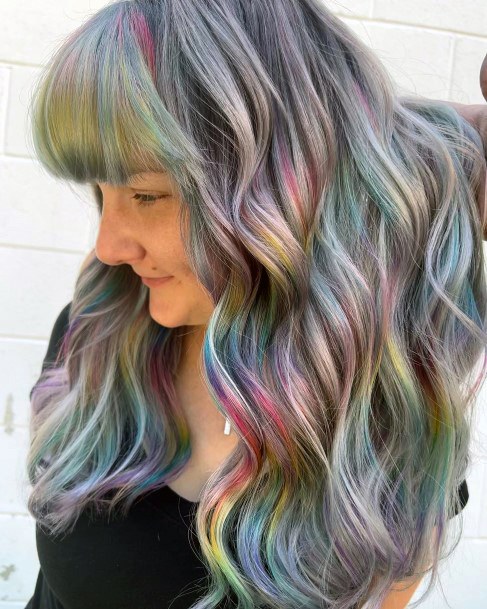 Lady With Elegant Rainbow Hairstyles Body Art