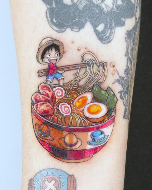 Lady With Elegant Ramen Tattoo Body Art