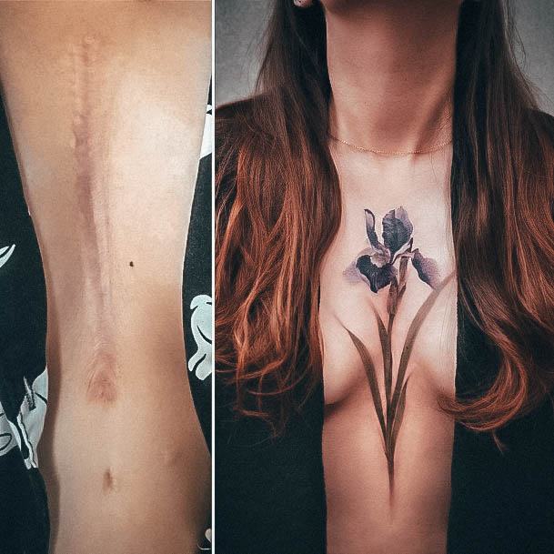 Lady With Elegant Realistic Tattoo Body Art