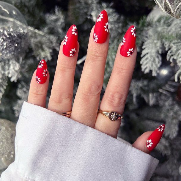 Lady With Elegant Red Dress Nail Body Art