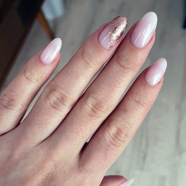 Lady With Elegant Rose Gold Nail Body Art