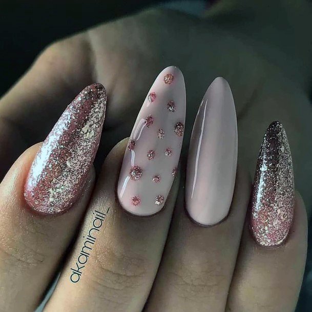 Lady With Elegant Rose Pink Nail Body Art