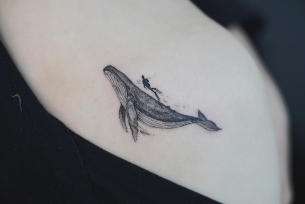 Lady With Elegant Scuba Diving Tattoo Body Art