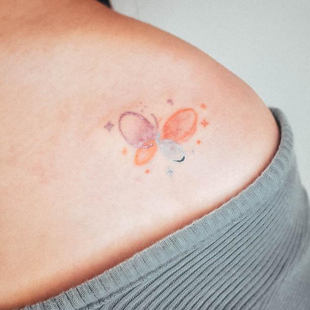 Lady With Elegant Small Butterfly Tattoo Body Art