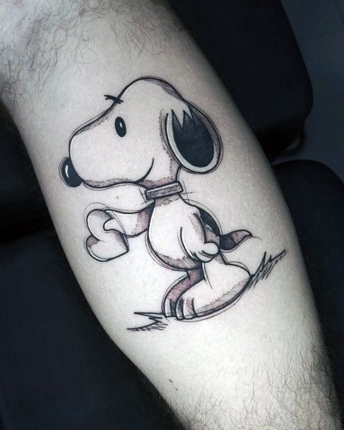 Lady With Elegant Snoopy Tattoo Body Art