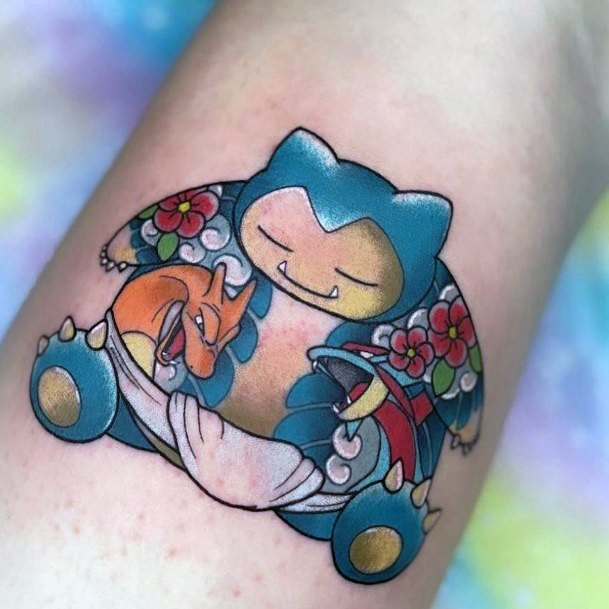 Lady With Elegant Snorlax Tattoo Body Art