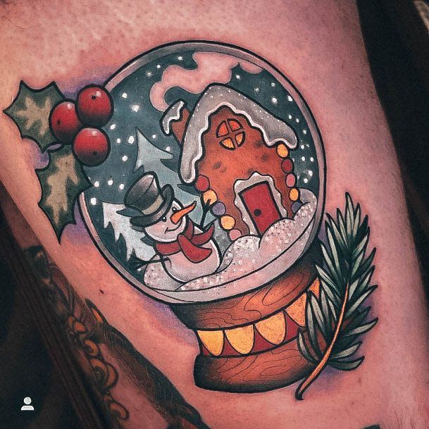 Lady With Elegant Snowglobe Tattoo Body Art