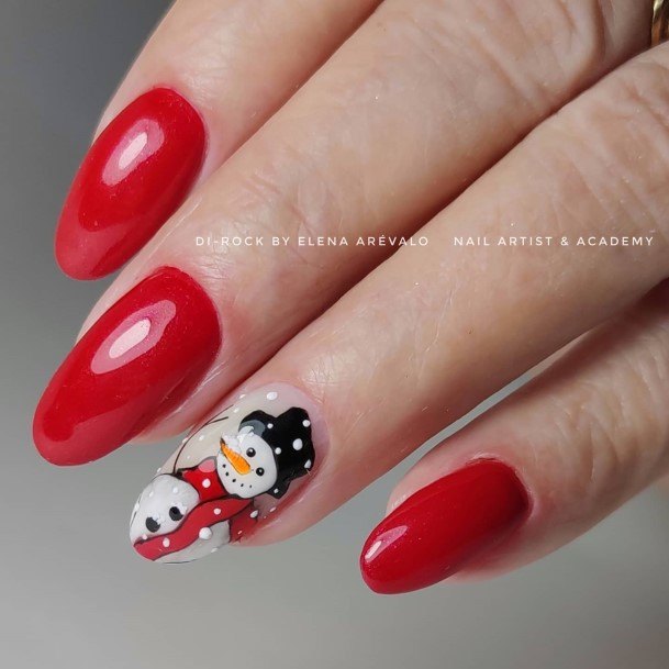 Lady With Elegant Snowman Nail Body Art