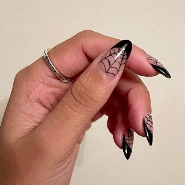 Lady With Elegant Spider Nail Body Art