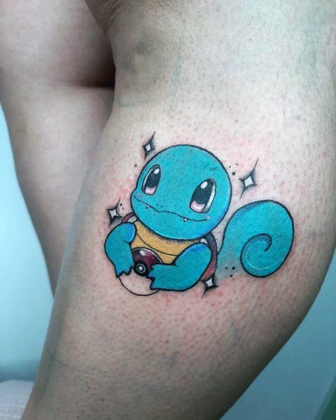 Lady With Elegant Squirtle Tattoo Body Art