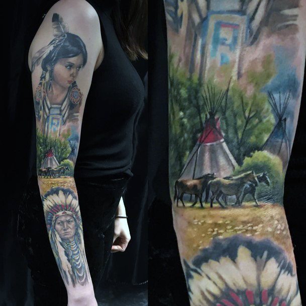 Lady With Elegant Tipi Tattoo Body Art