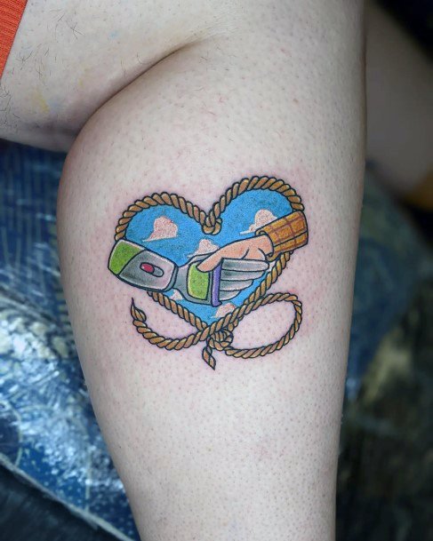 Lady With Elegant Toy Story Tattoo Body Art