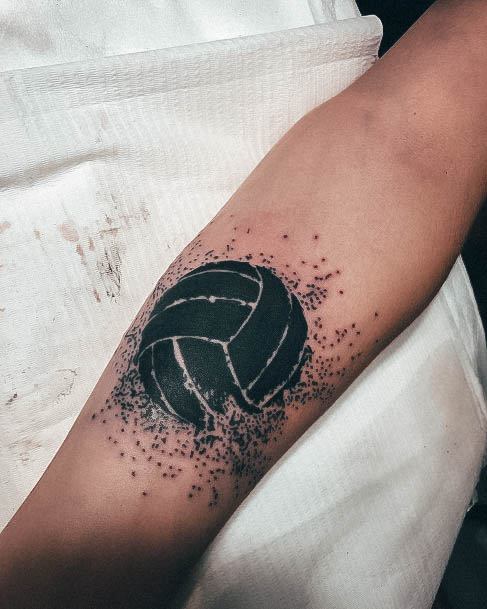 Lady With Elegant Volleyball Tattoo Body Art